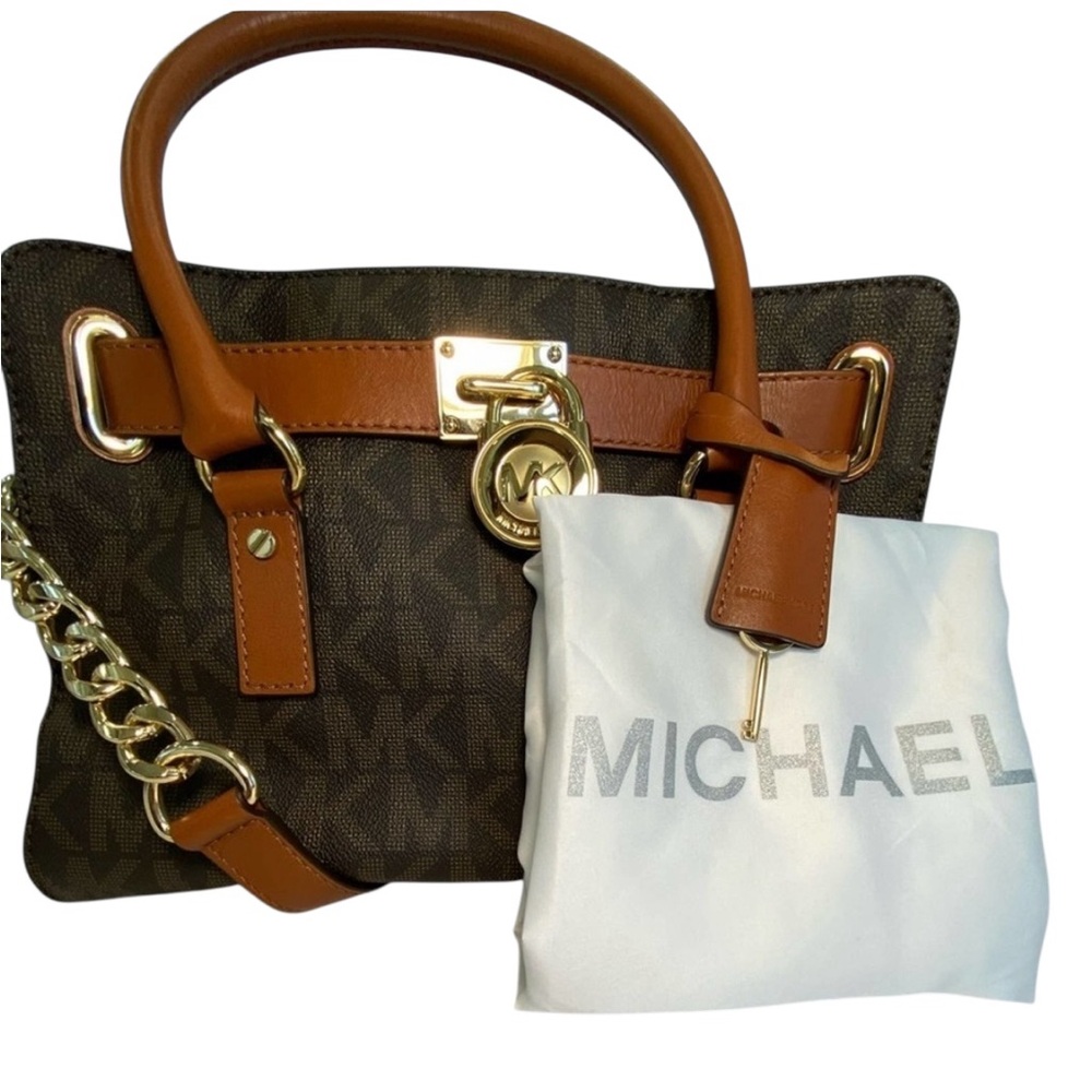 MICHAEL KORS BROWN HAMILTON SATCHEL/ PURSE W/ GOLD WARE NWOT CROSSBODY BAG